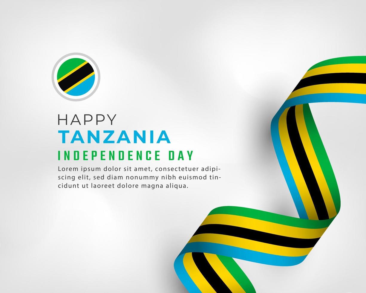 Happy Tanzania Independence Day December 9th Celebration Vector Design