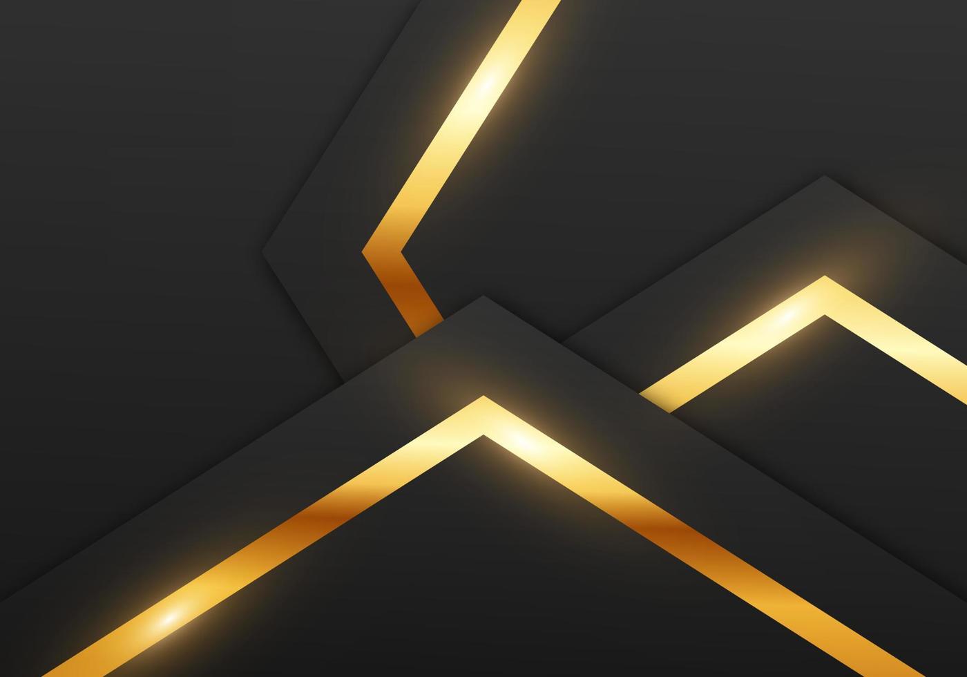 Abstract Premium Black Geometric Overlap Layers with Stripe Golden Line Luxury Style on Dark Background with Copy Space vector
