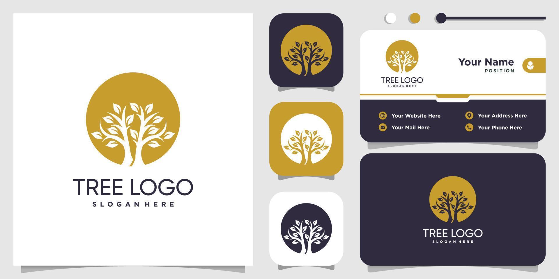 diseño de logotipo de árbol con vector premium de concepto abstracto moderno