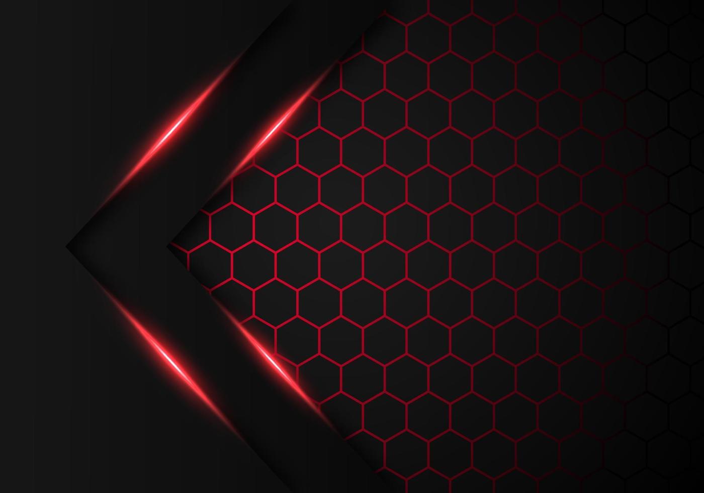 Abstract Dark Grey Metallic Overlap Red Light Hexagon Design Modern Luxury Futuristic Technology Background vector