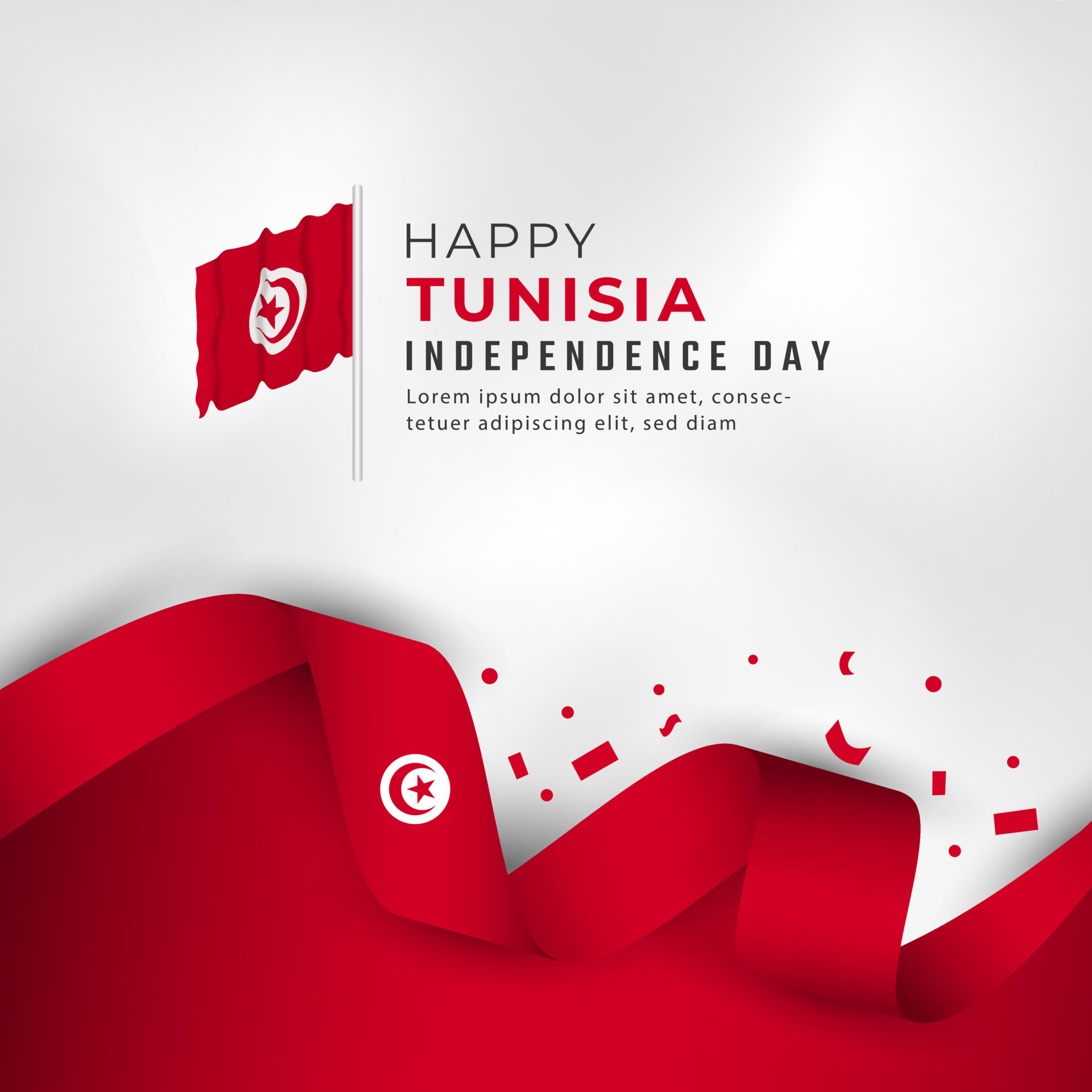Happy Tunisia Independence Day March 20th Celebration Vector Design