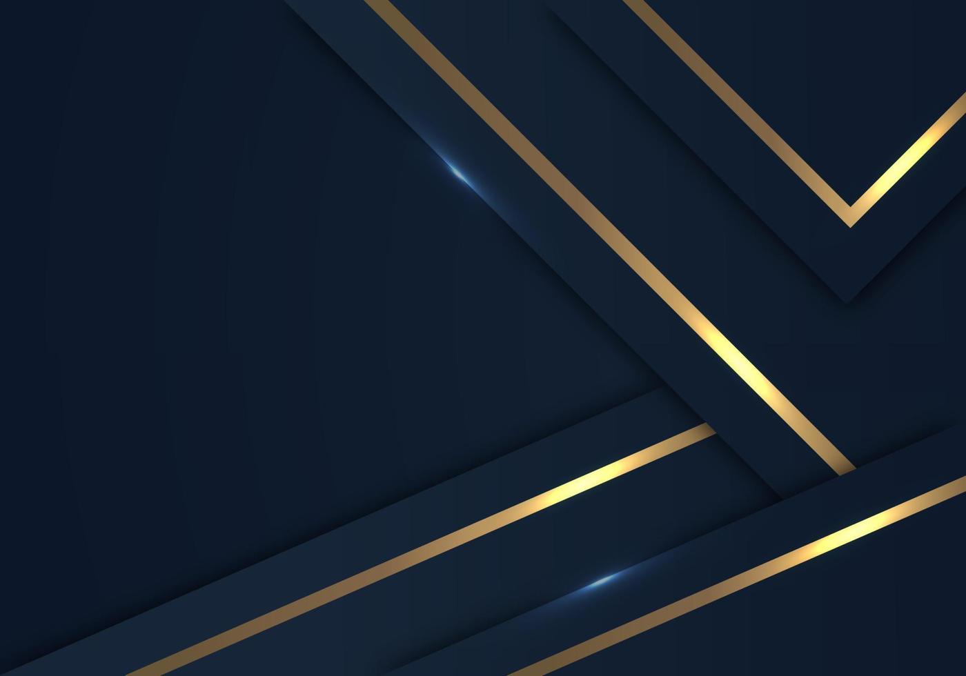Abstract Shiny Gold Lines Diagonal Overlap Luxurious Dark Navy Purple Background with Copy Space for Text vector