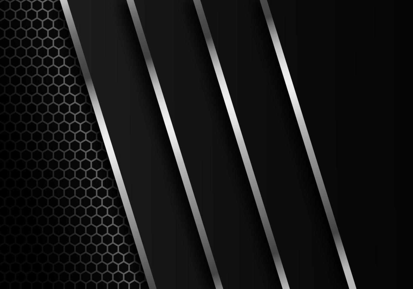 Abstract Dark Carbon Fiber Texture and Metal Lines Chromium on Metallic Hexagon Modern Technology Design Background vector