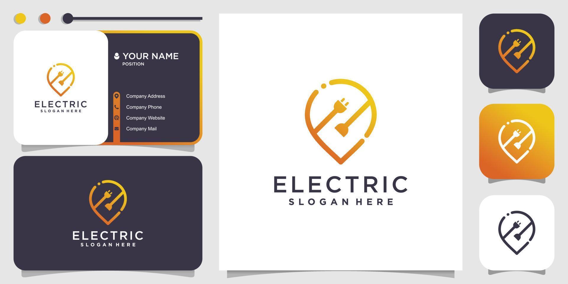 Electric logo location with creative concept Premium Vector