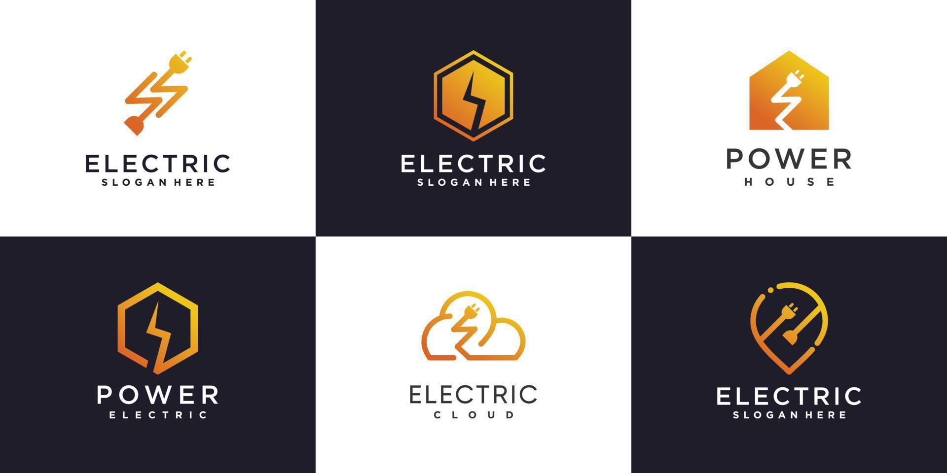 colección de logotipos eléctricos con concepto de elemento creativo premium vector parte 2