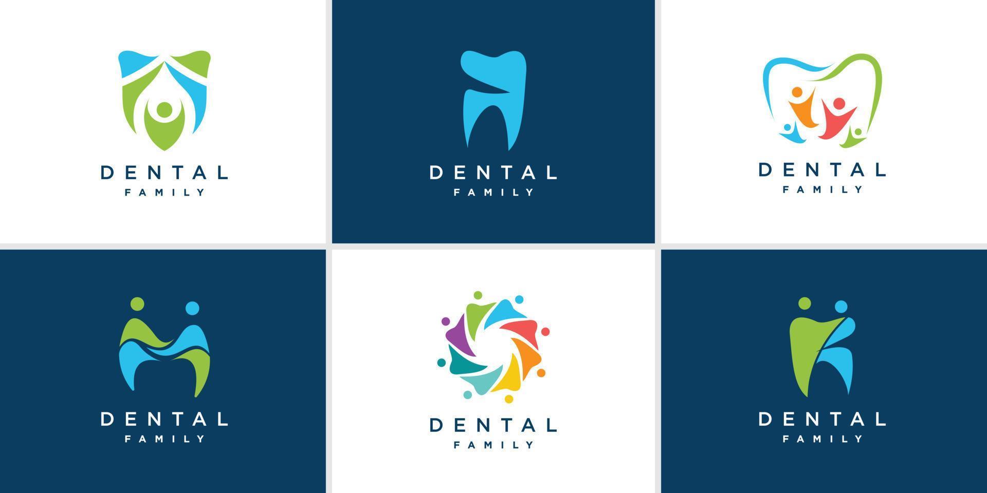 vector premium de colección de logotipos dentales familiares