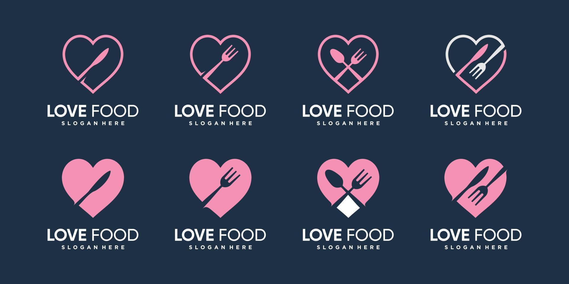 colección de logotipos love food con vector premium de estilo de elemento creativo