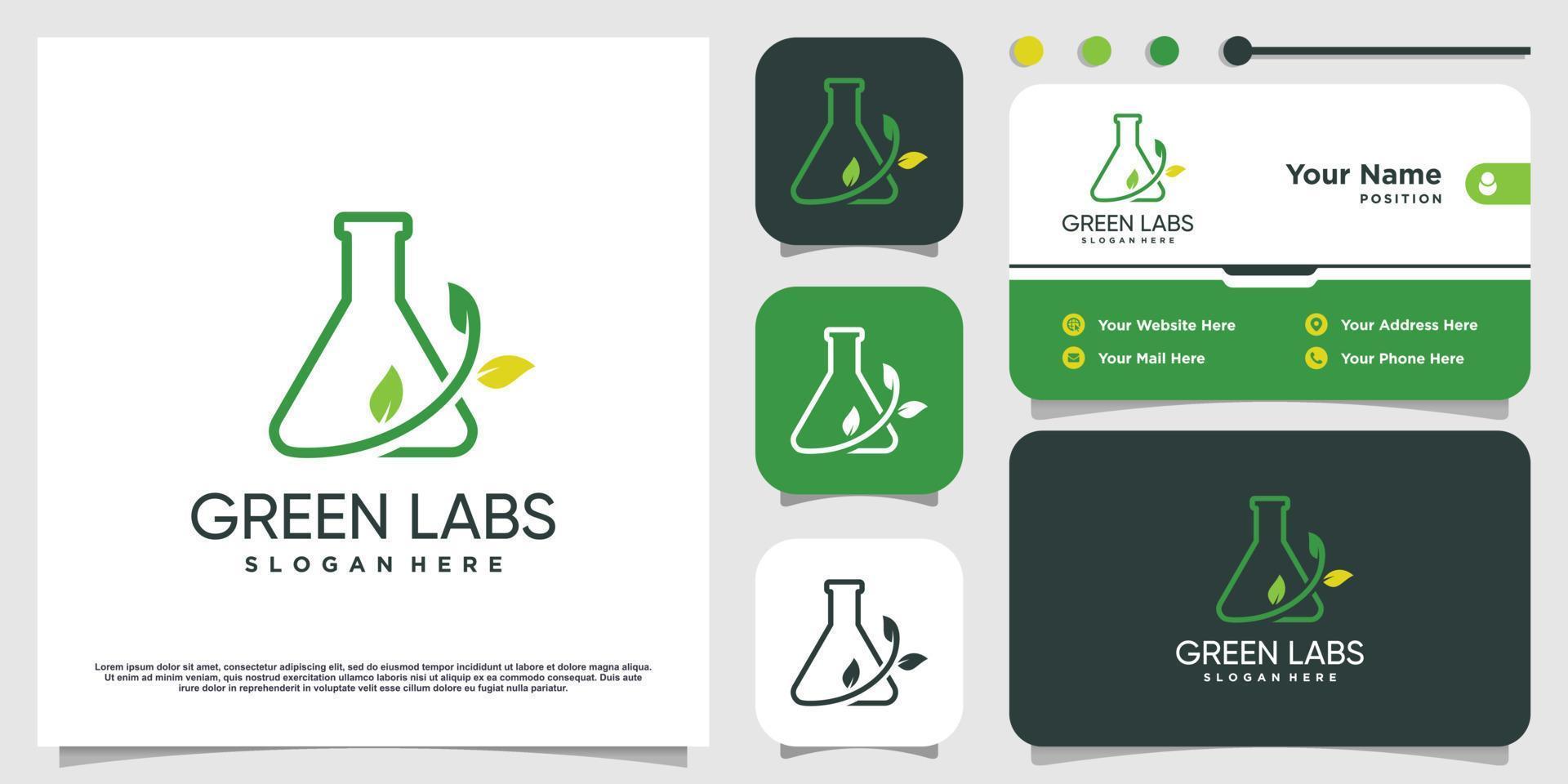 Green labs logo with unique concept Premium Vector