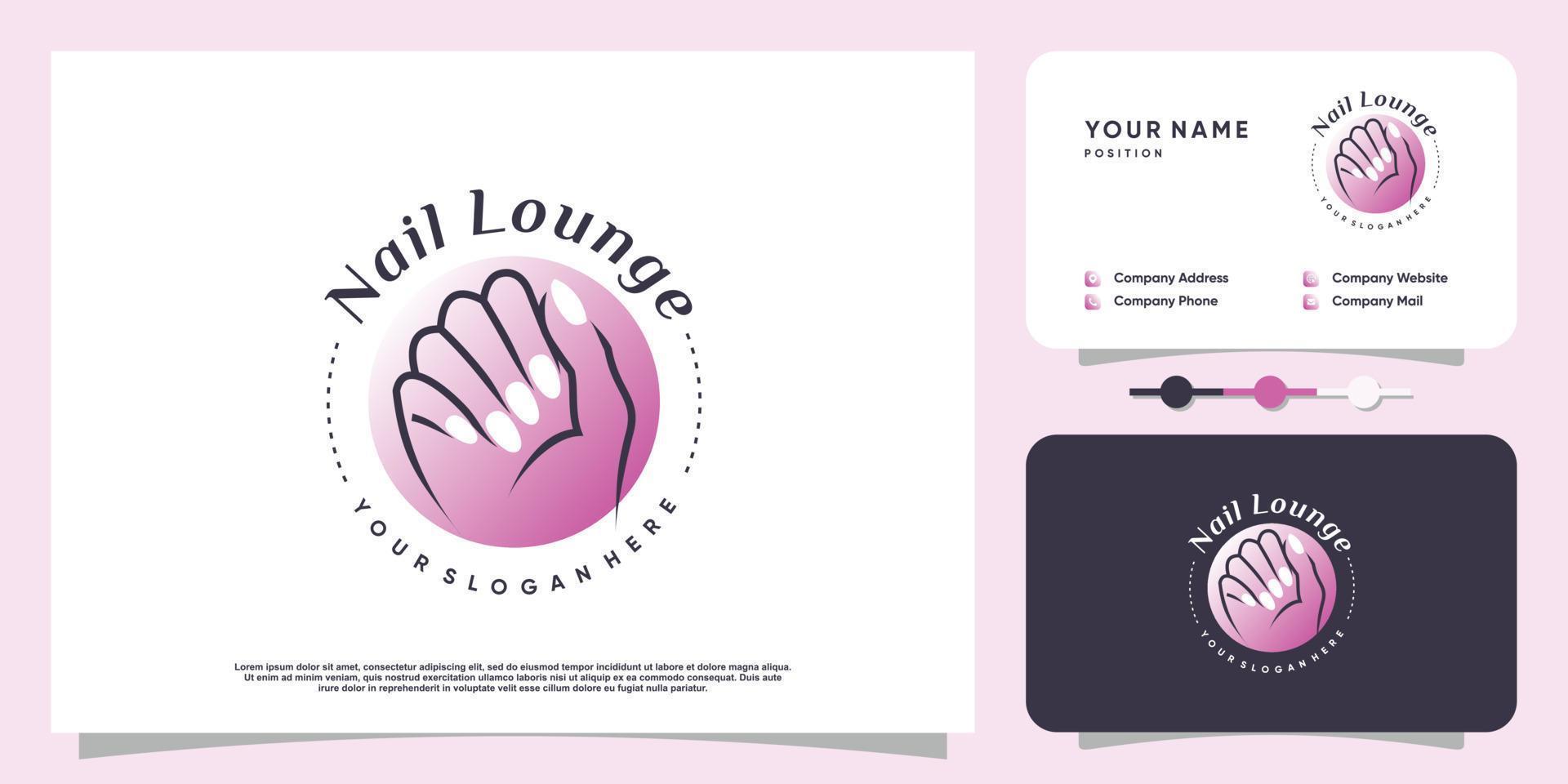 Nail logo concept with creative element style Premium Vector