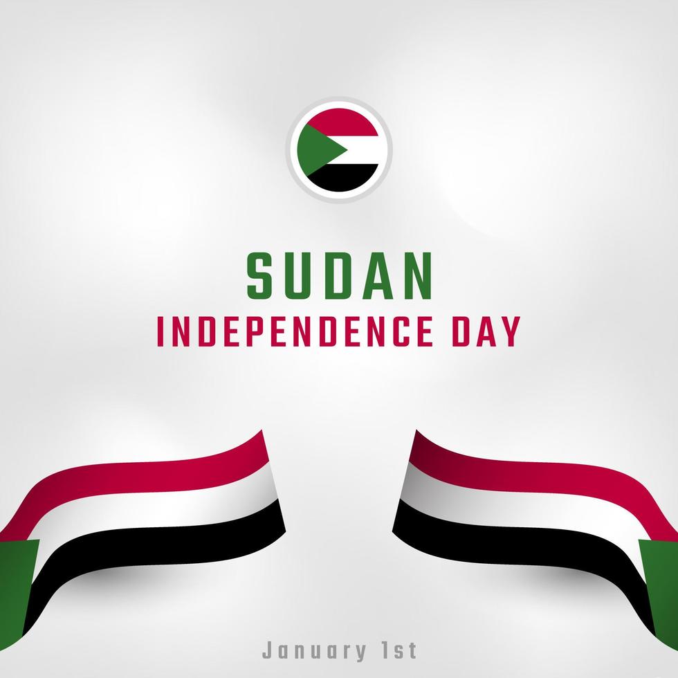 Happy Sudan Independence Day January 1st Celebration Vector Design Illustration. Template for Poster, Banner, Advertising, Greeting Card or Print Design Element