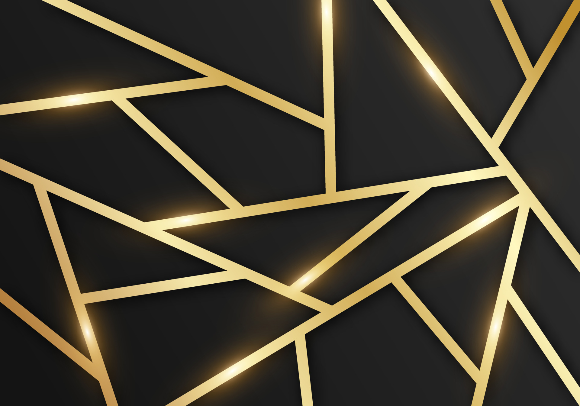 Abstract polygonal gold wallpaper and black Vector Image