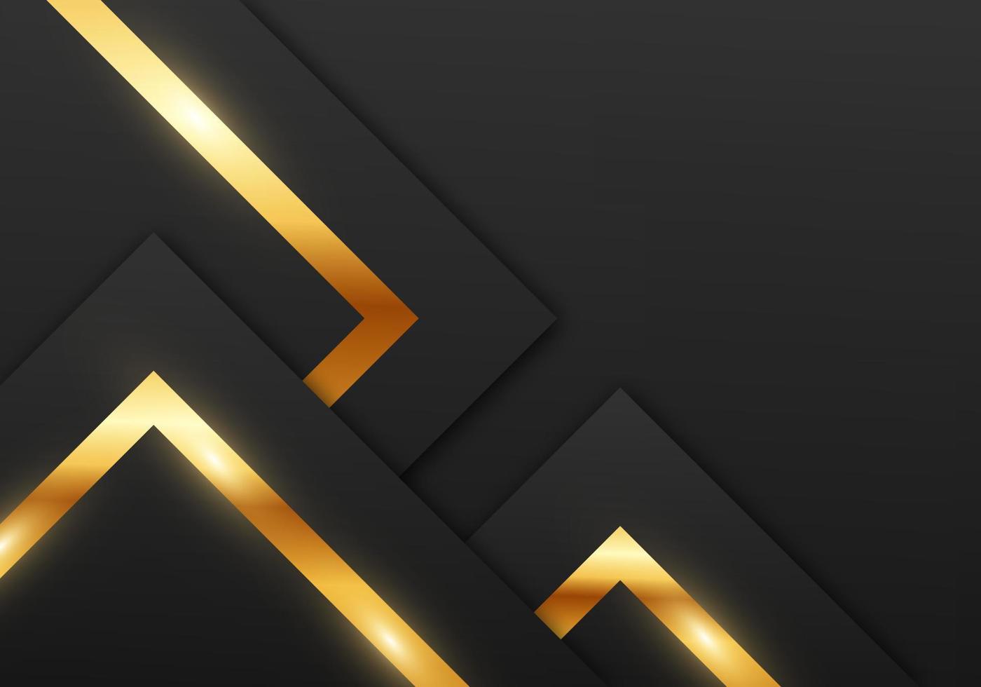 Abstract Premium Black Geometric Overlap Layers with Stripe Golden Line Luxury Style on Dark Background with Copy Space vector
