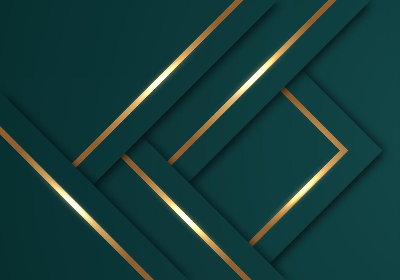 Abstract Shiny Gold Lines Diagonal Overlap Luxurious Dark Green Background with Copy Space for Text vector