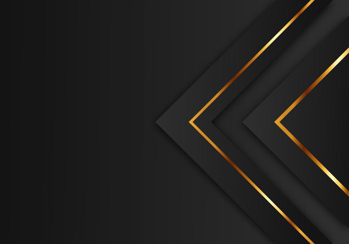 Abstract Premium Black Geometric Overlap Layers with Stripe Golden Line Luxury Style on Dark Background with Copy Space vector