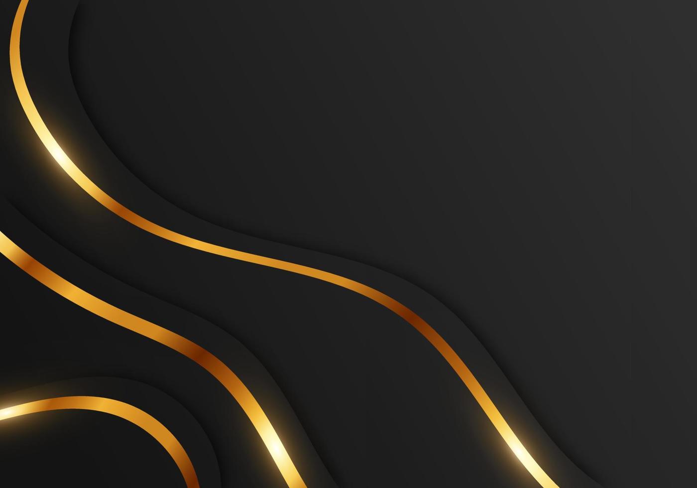 Abstract Premium Shiny Color Gold Wave Luxury on Dark Background with Copy Space vector