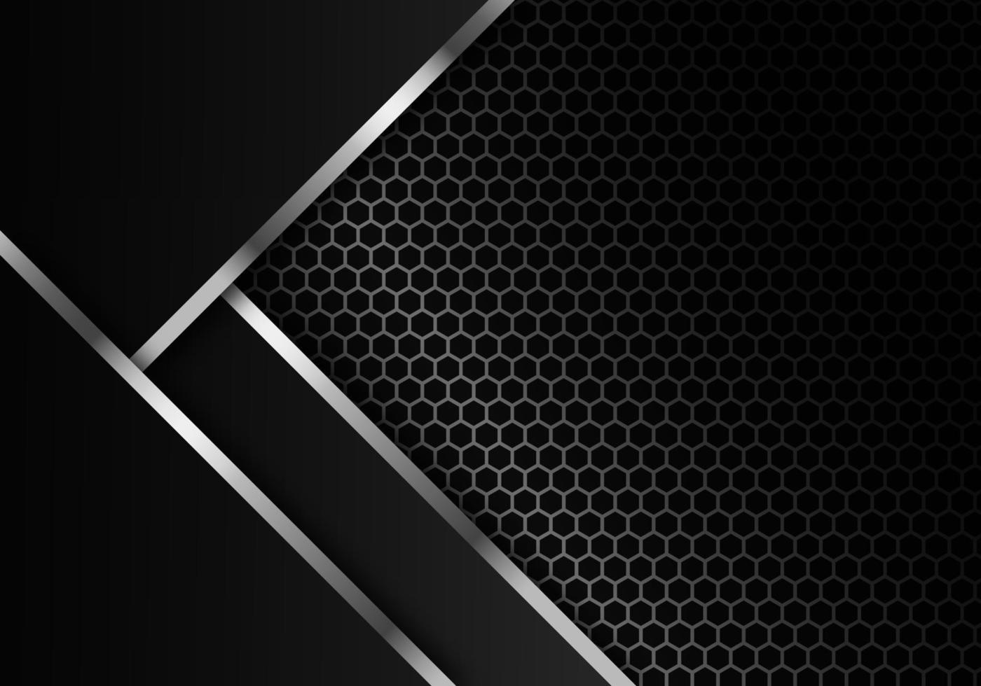 Abstract Dark Carbon Fiber Texture and Metal Lines Chromium on Metallic Hexagon Modern Technology Design Background vector