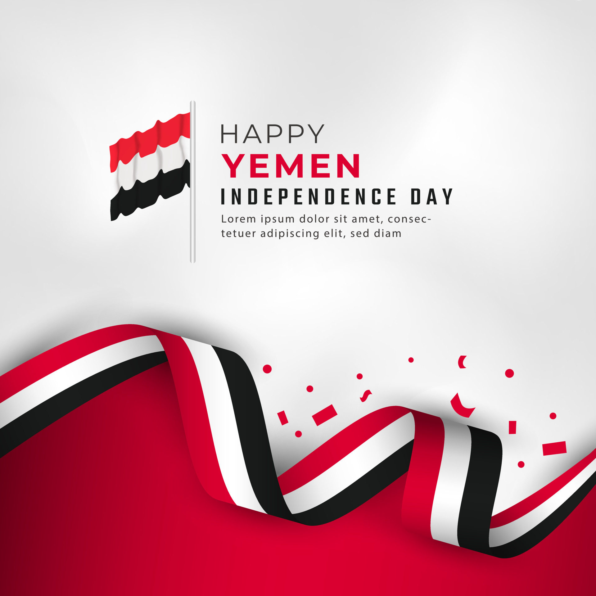 Happy Yemen Independence Day November 30th Celebration Vector Design