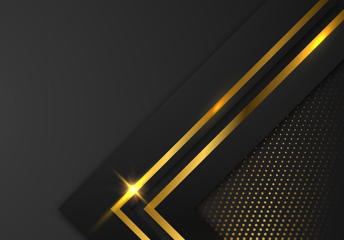 Abstract Premium Black Geometric Overlap Layers with Stripe Golden Line Luxury Style on Dark Background with Copy Space vector