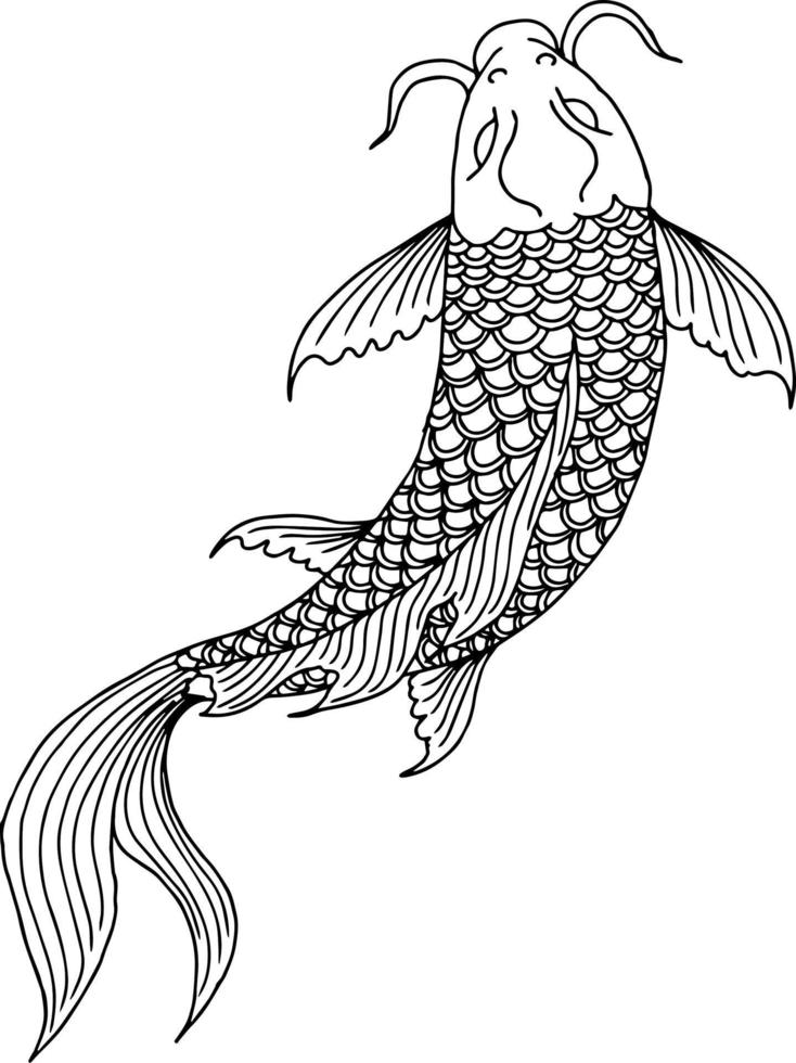 Design Vector Asian Gold Fish Outline