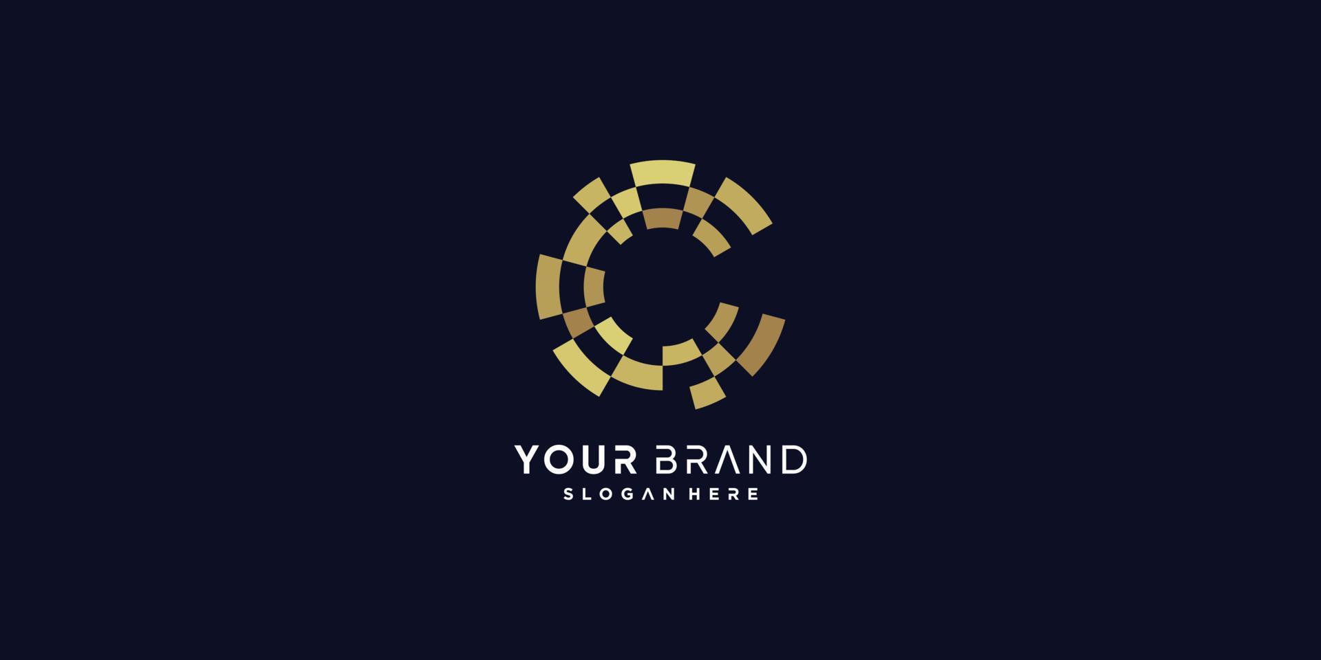 Golden C letter logo with creative concept Premium Vector part 5
