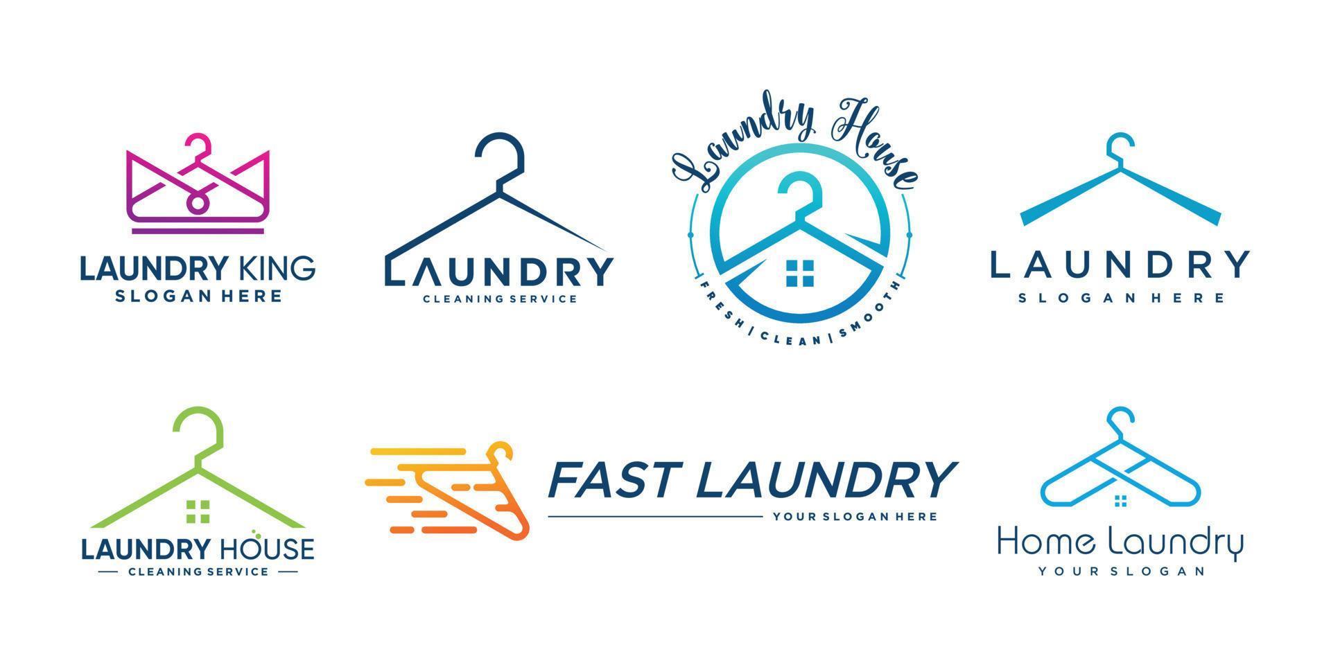 Laundry logo collection with creative element style Premium Vector