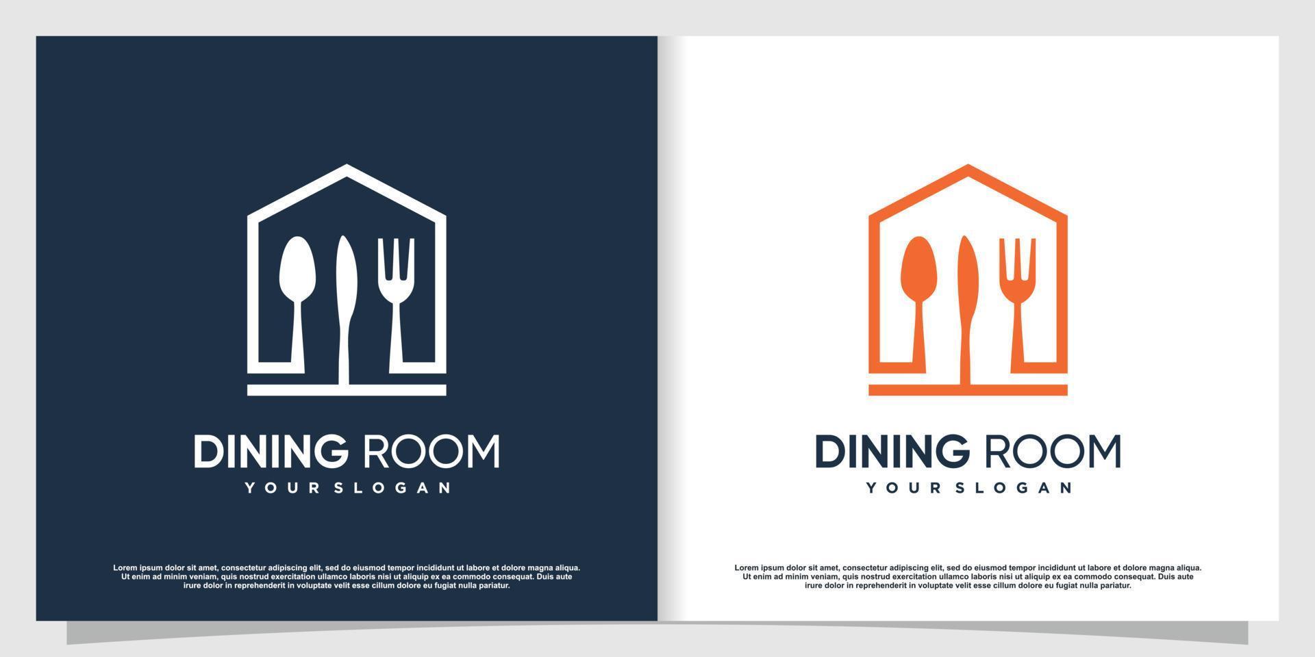 Dining room logo with unique concept Premium Vector