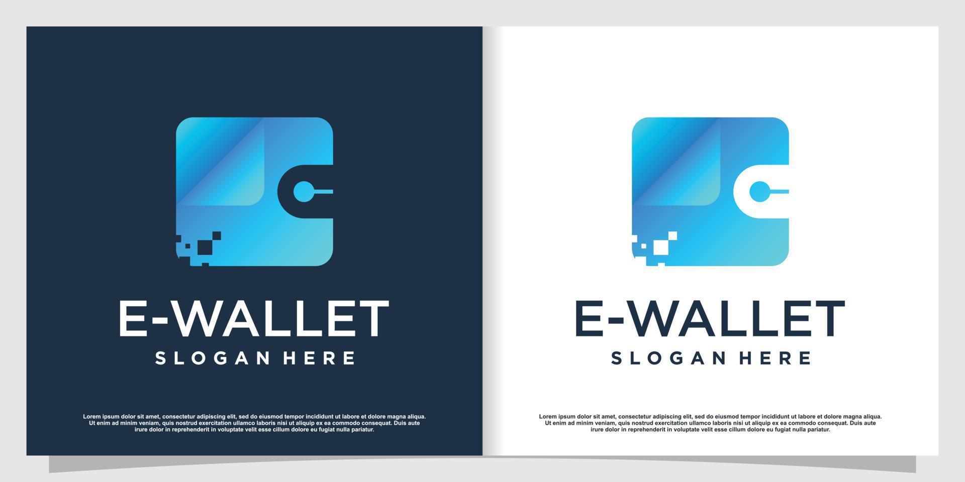 E wallet logo design with creative concept Premium Vector