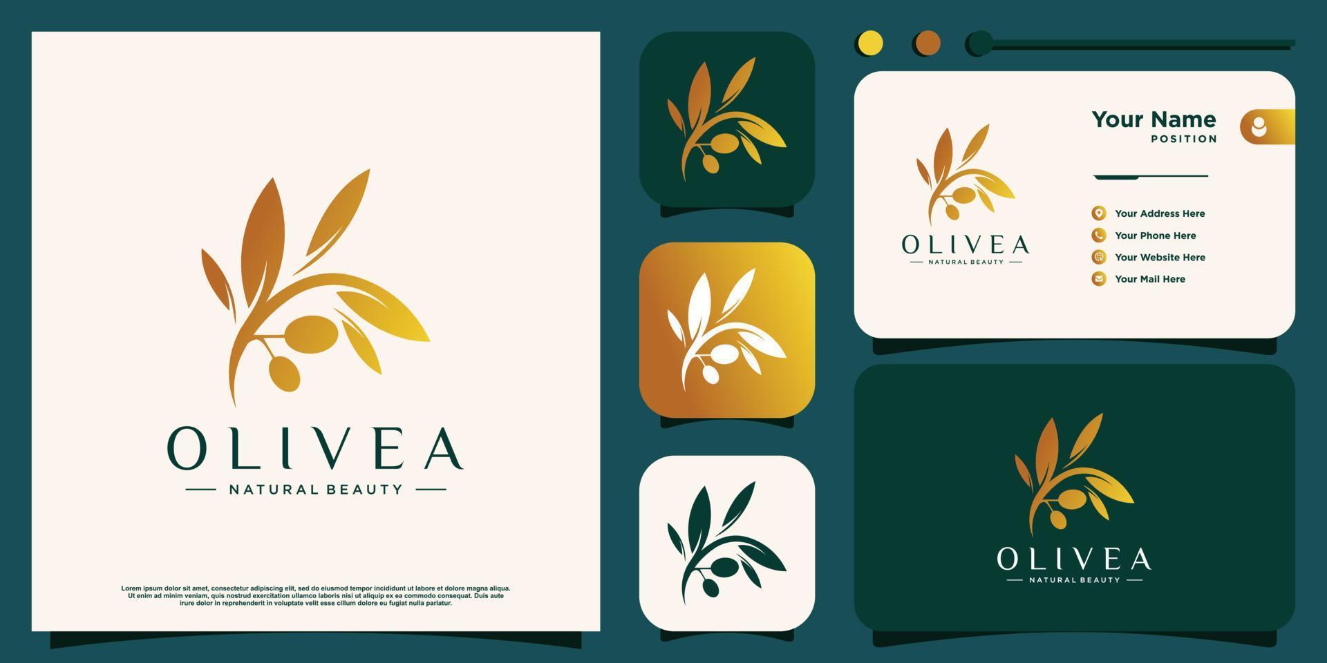 concepto de logotipo de oliva con vector premium de elemento creativo