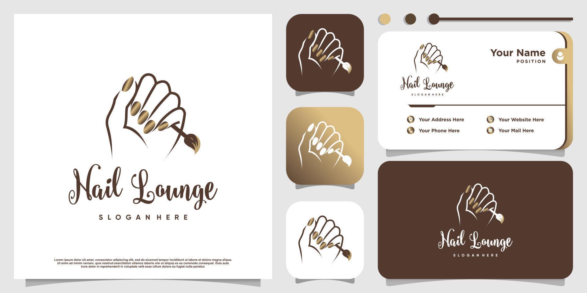 Nail logo concept with creative element style Premium Vector