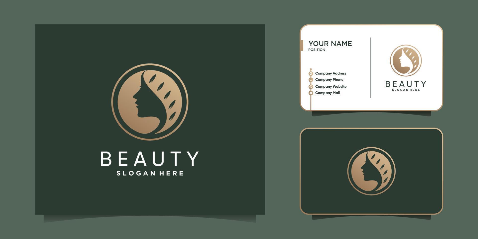 logotipo de belleza de mujer con vector premium de concepto de elemento creativo