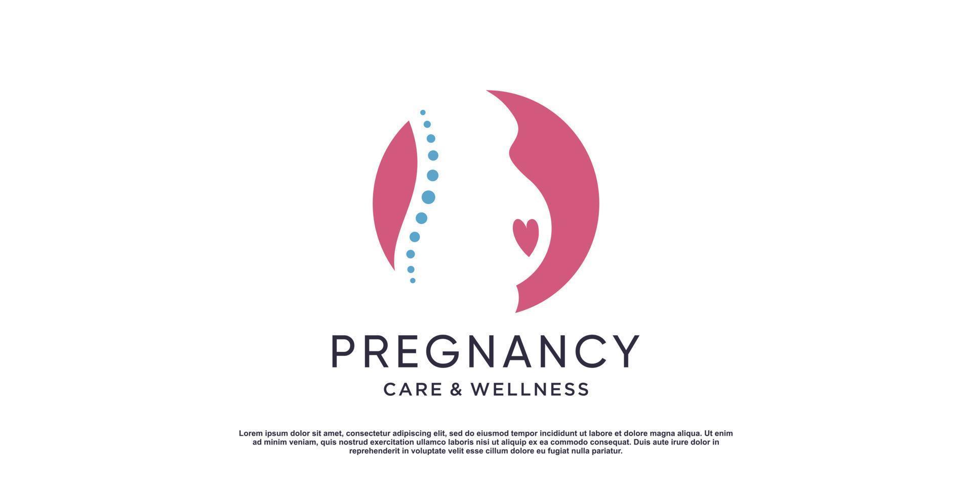 Pregnant logo concept with creative element style Premium Vector