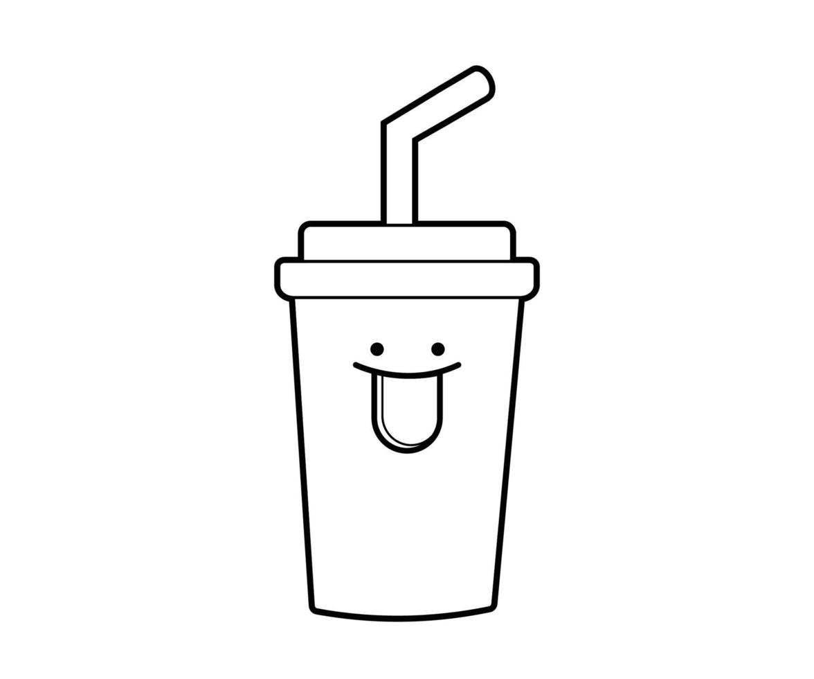 Vector fast food icon, soda, lemonade fast food drink icon