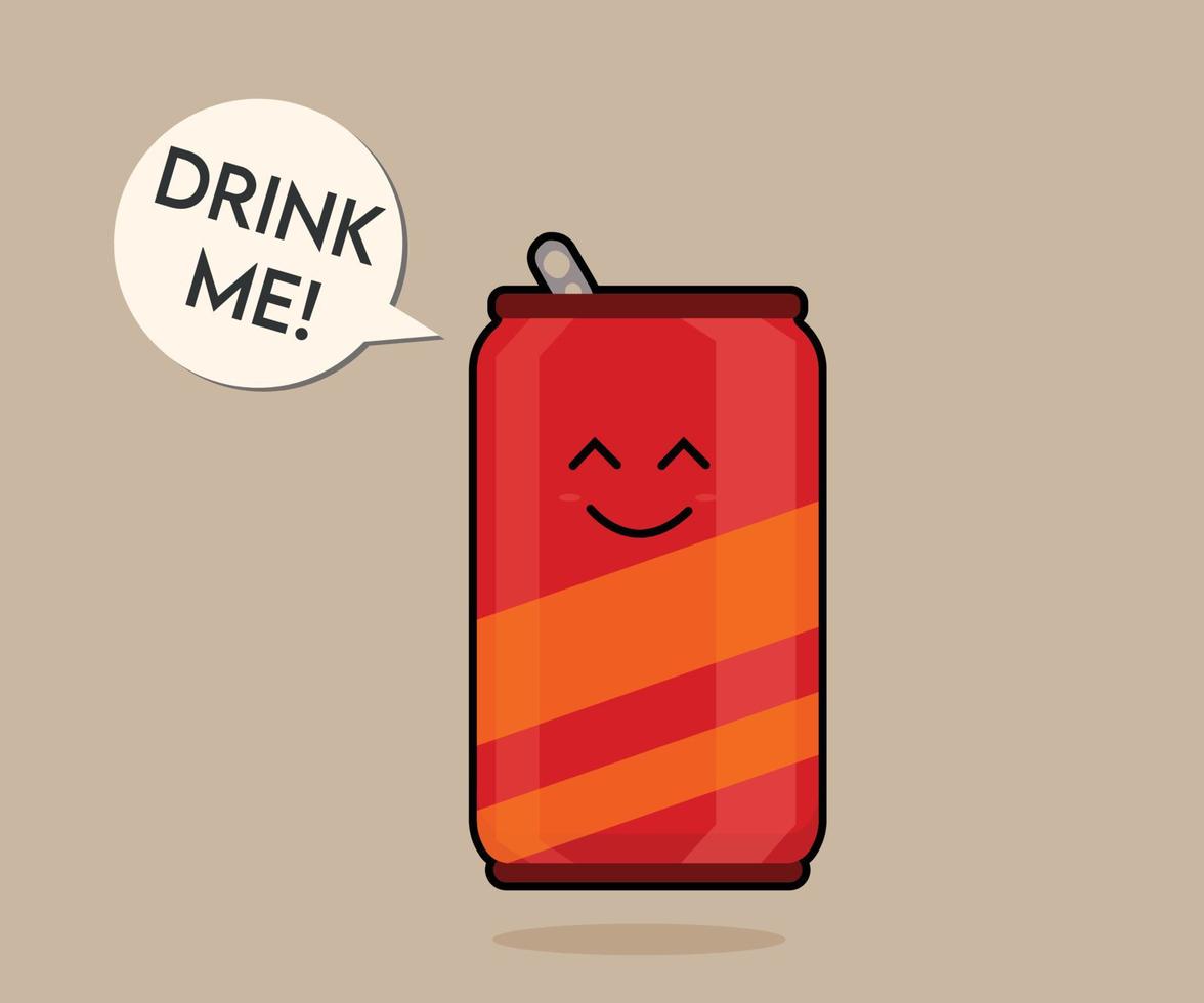 soda or a cup of tea illustrator with happy character and teks drink me. fast food soda vector