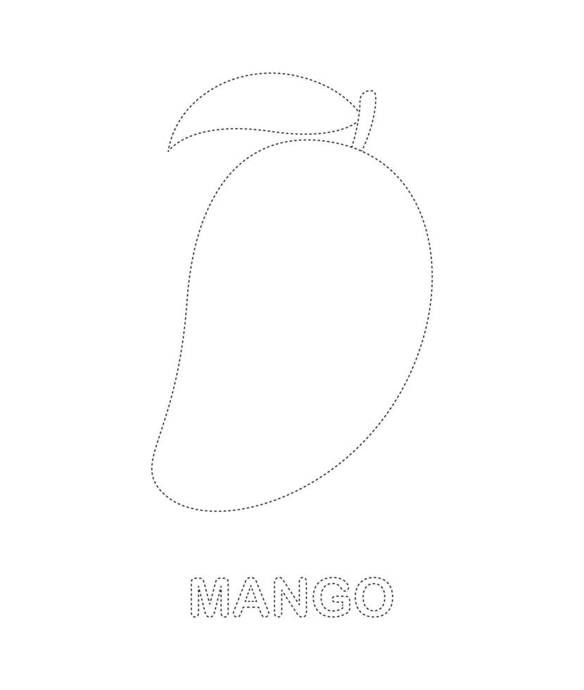 Mango tracing worksheet for kids vector