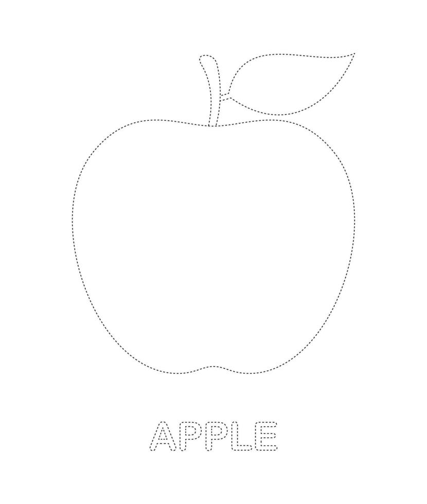 Apple tracing worksheet for kids 9365200 Vector Art at Vecteezy
