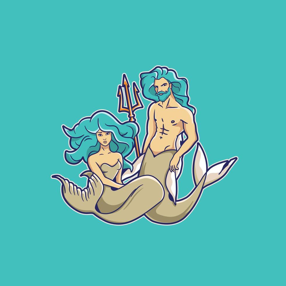 vector de ilustraciones de dibujos animados de merpeople