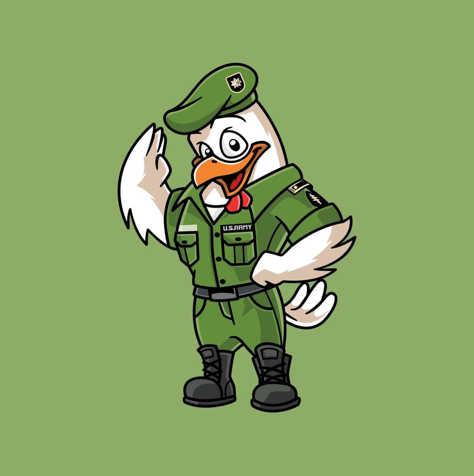 Major Chicken Officer Mascot Cartoon Character vector