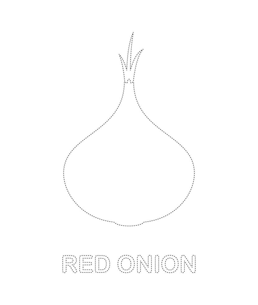 Red Onion tracing worksheet for kids vector