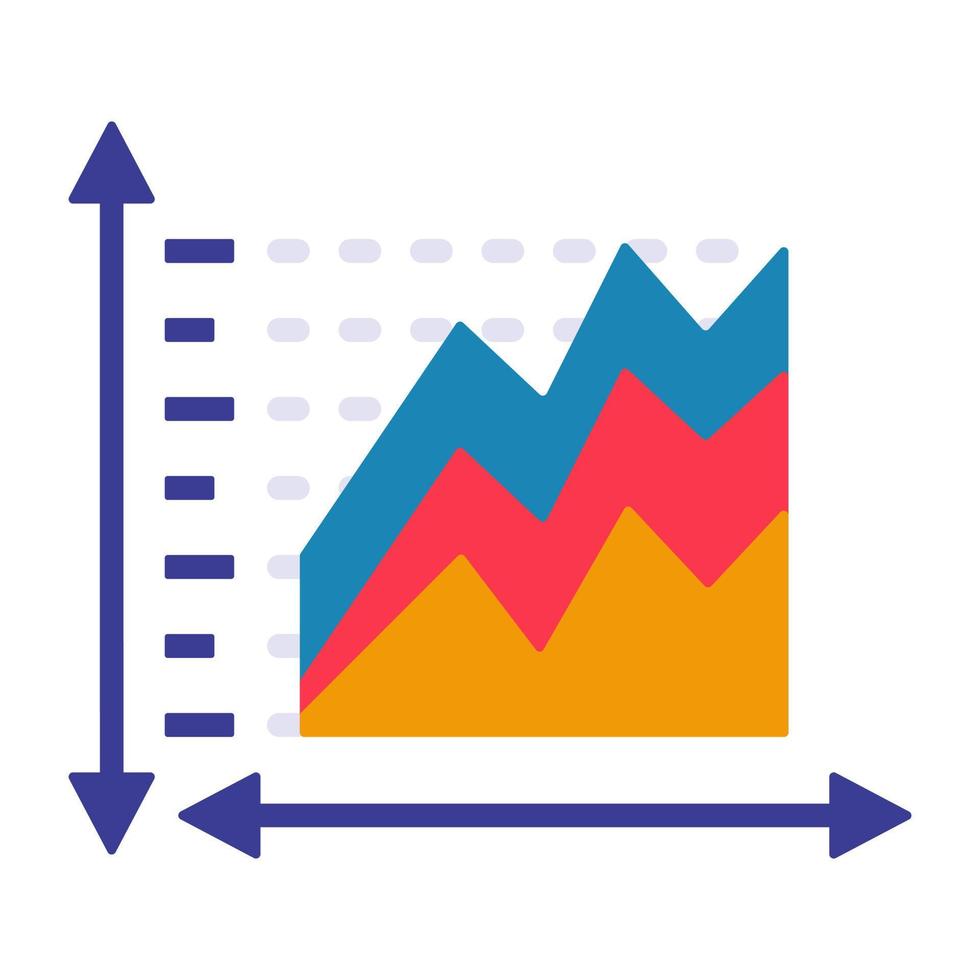 Mountain chart icon, editable vector