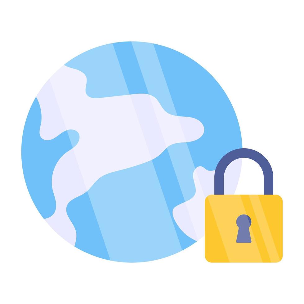 Globe with padlock, icon of global security vector