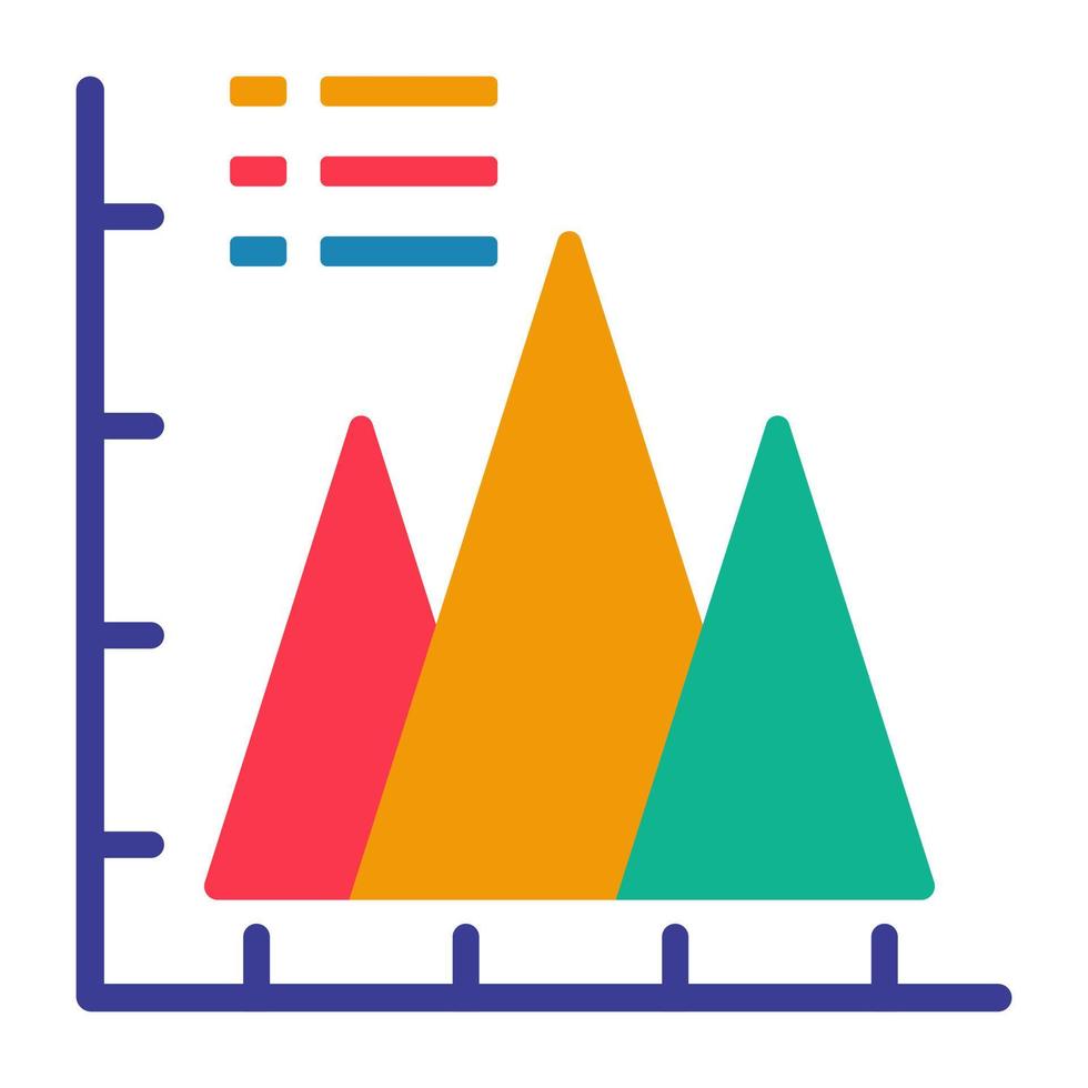 Mountain chart icon, editable vector