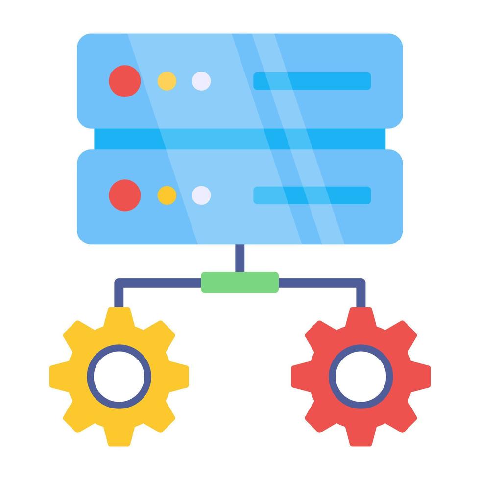 Db rack with gears, icon of server setting vector