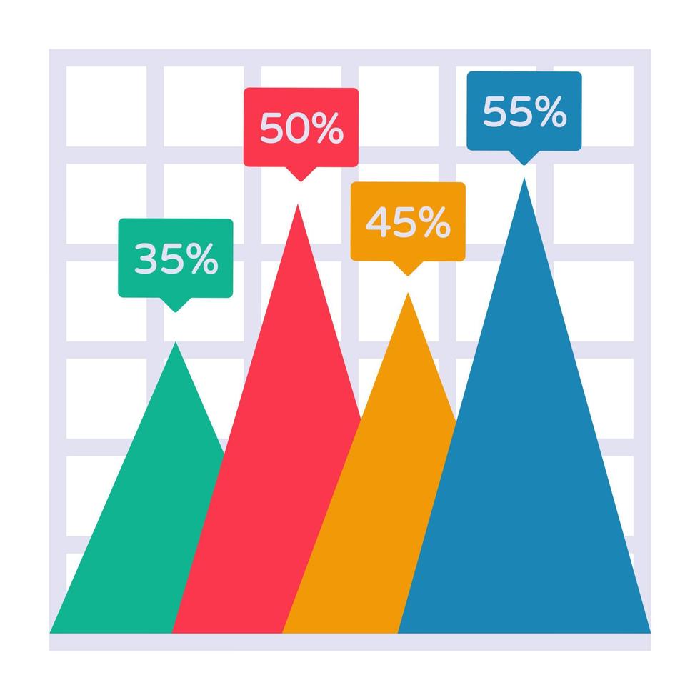 Mountain chart icon, editable vector