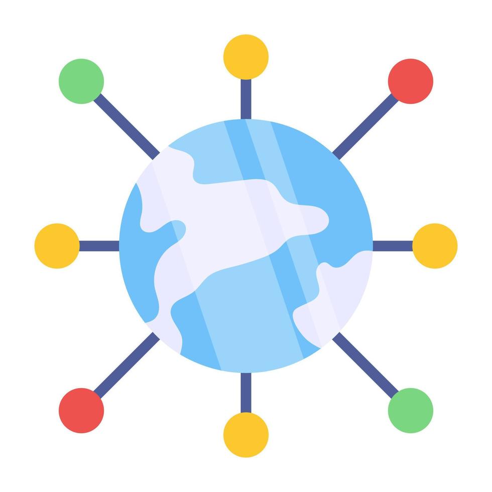 un icono de diseño plano de la red global vector