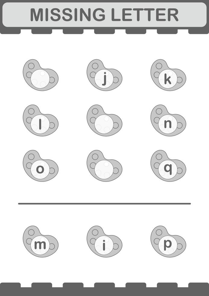 Missing letter with Art Palette. Worksheet for kids vector