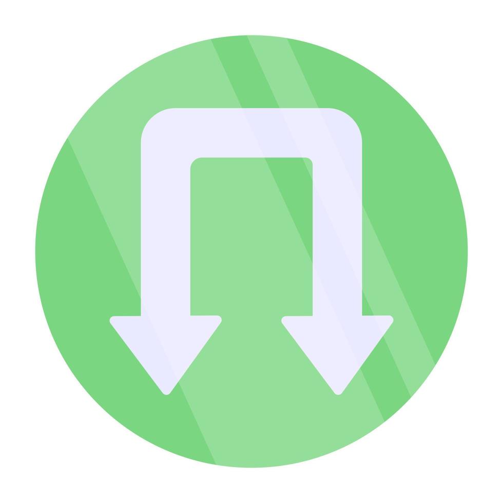 Modern style icon of curved down left arrow vector