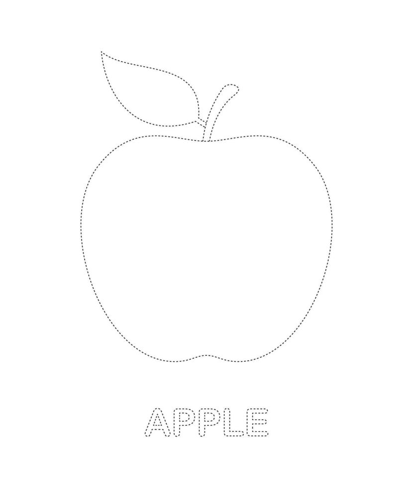 Apple tracing worksheet for kids vector