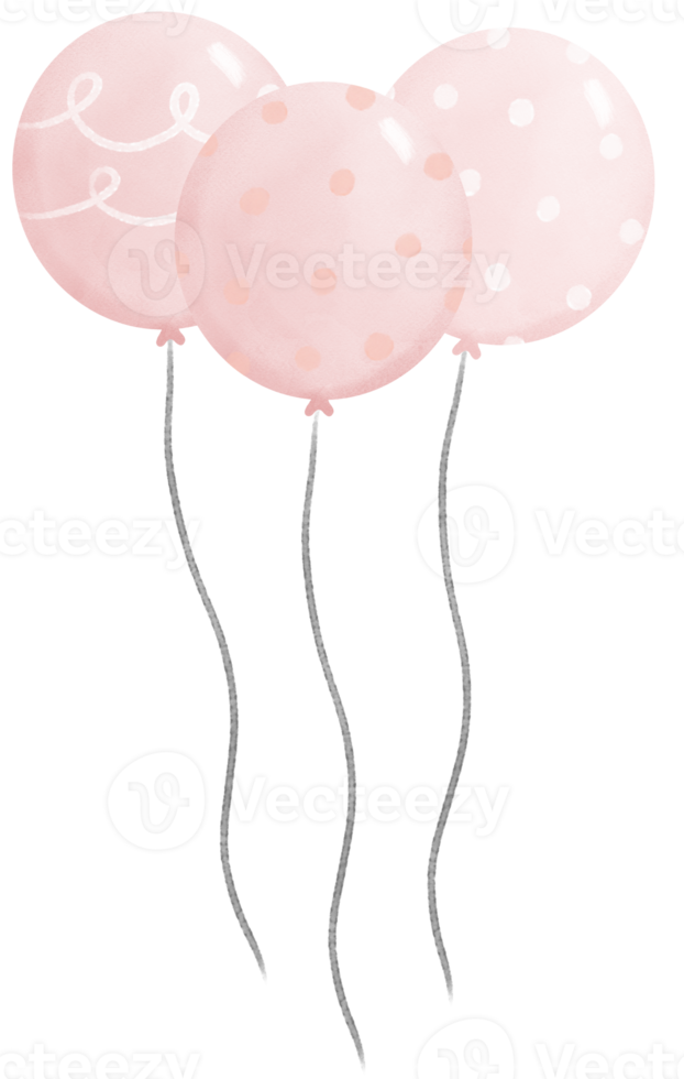 cute soft balloon party decoration watercolor hand painting png