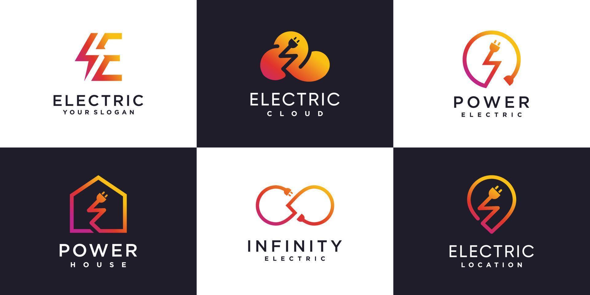 colección de logotipos eléctricos con concepto de elemento creativo premium vector parte 1