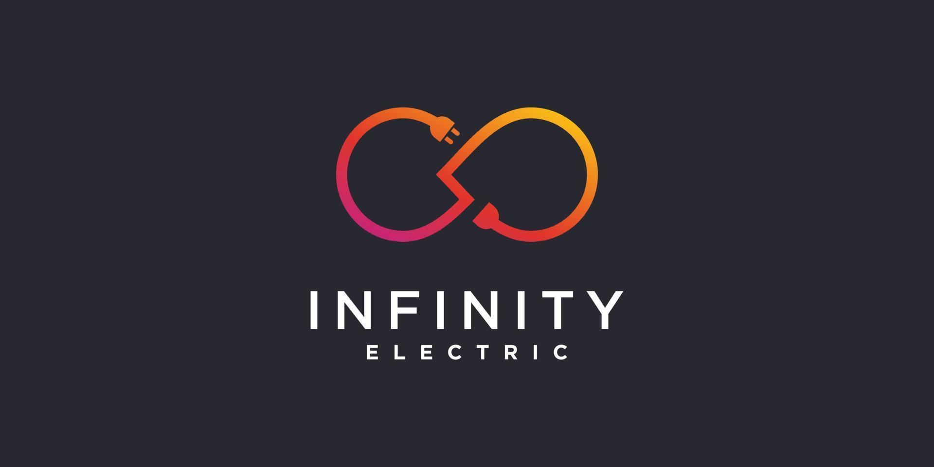 logotipo eléctrico con concepto de infinito creativo vector premium